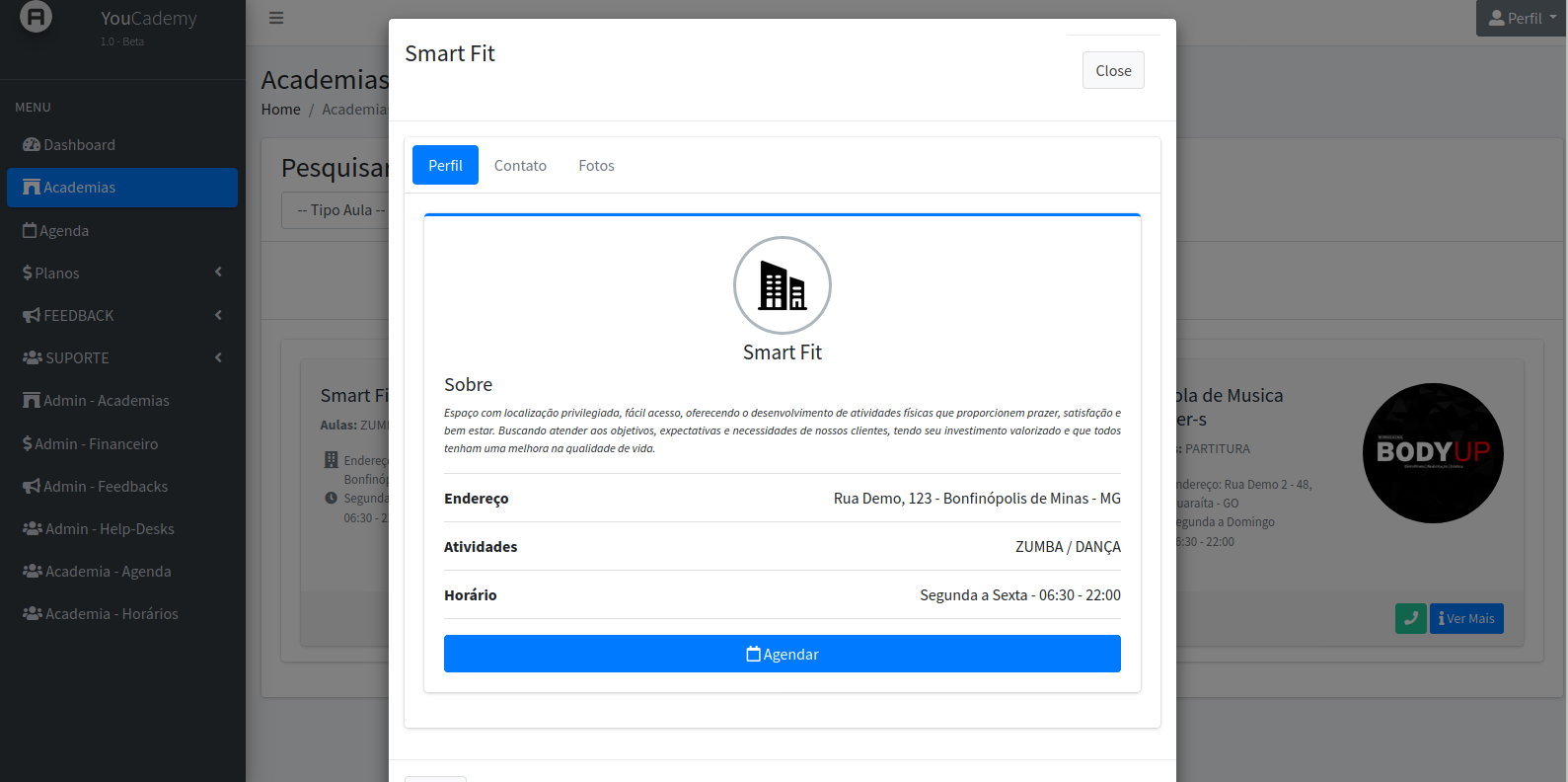 Plataforma marketplace para academias