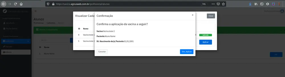 Sistema de Controle de Vacinas